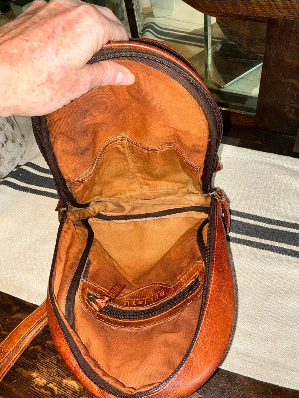 Bed Stu Leather Dominque Backpack Cognac DD Retail $235 - Picture 13 of 14